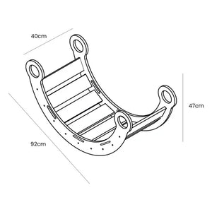 Bascule en bois blanc avec coussin, toboggan et échelle - Taille moyenne