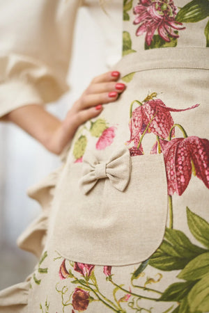 Demi-tablier pour femme avec volants et poche - Botanico
