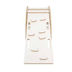 Bascule en bois blanc avec coussin, toboggan et échelle - Taille moyenne