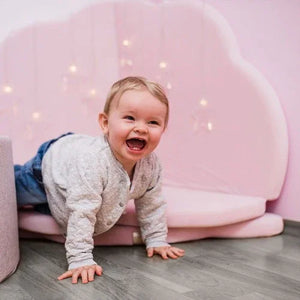 Tapis d'éveil pour enfant - Forme nuage, velours rose