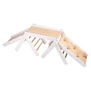 Triangle d'escalade avec rampe et cadre - Blanc