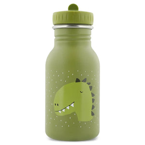 Gourde enfant verte avec imprimé dinosaure et bouchon à vis, design métal léger