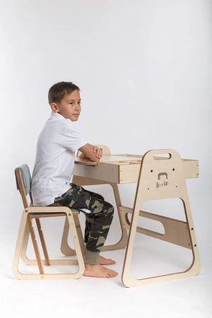 Set Montessori de mesa y silla ajustable para niños Julle - Verde menta