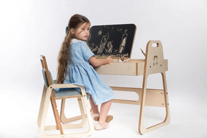 Set tavolo e sedia Montessori regolabile per bambini Julle - Verde menta