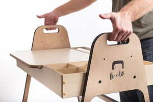 Set tavolo e sedia Montessori regolabile per bambini Julle - Verde menta