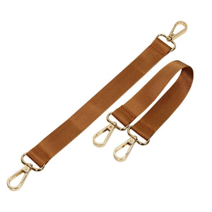 Cinghie in tessuto marrone per passeggino con ganci dorati per lo zaino fasciatoio Ally Scandic.