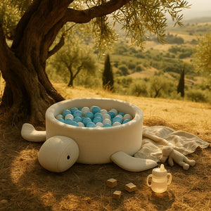 Piscina di Palline in Gommapiuma senza palline - Tartaruga Bouclé Crema Beige