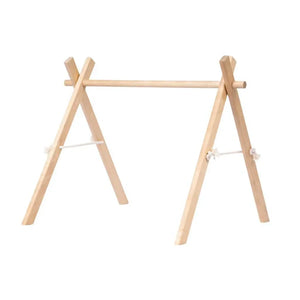 Natural wood A-frame drying rack with rope accents, minimalist design for home use