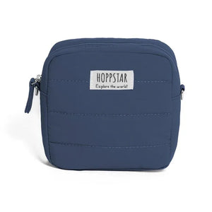 Borsa fotografica Hoppstar in tessuto trapuntato blu con chiusura a zip e attacchi laterali per la tracolla