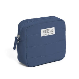 Borsa fotografica Hoppstar blu imbottita con zip e dettagli cuciti frontali