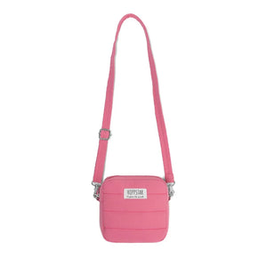 Borsa fotografica Hoppstar midi rosa con tracolla regolabile e patch logo frontale