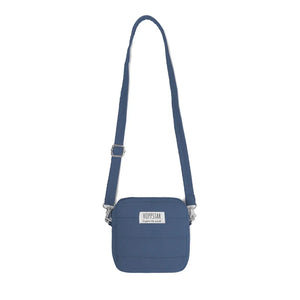 Borsa fotografica Hoppstar blu con tracolla regolabile e patch logo frontale