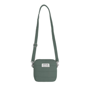 Borsa fotografica Hoppstar in tessuto verde con tracolla regolabile e dettaglio cucito frontale