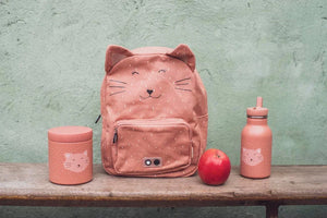 Pot isotherme 500 ml avec imprimé tête de chat rose, gourde et sac à dos assortis
