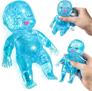 Blue glittery squishy baby sensory toy in various sizes