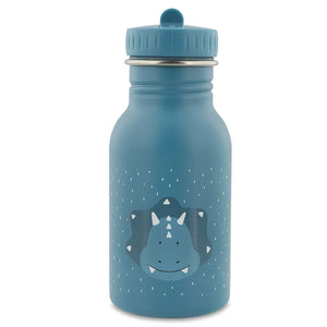 Gourde pour enfant en inox bleue avec motif tricératops et pois