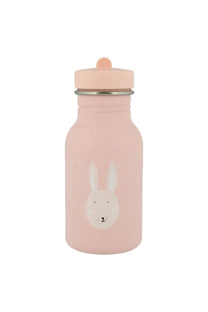 Gourde en inox rose avec illustration de tête de lapin et bouchon à vis