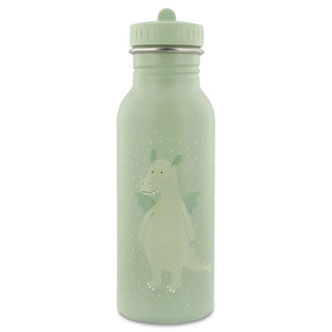 Gourde inox vert menthe avec dragon et bouchon à vis.