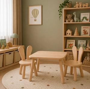 Set aus Tisch und 2 Stühlen – Hase