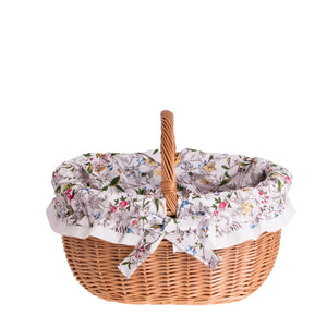 Panier de courses Werburga avec poignée en osier et bordure blanche