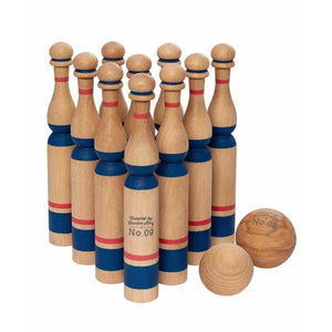 Jeu de quilles en bois - Bleu