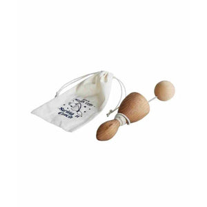 Wooden Story Swing and Catch wooden skill game with wooden ball and cotton storage pouch