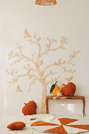 Décoration murale arbre en bois avec oiseaux, art mural chambre bébé minimaliste, couleur neutre, style scandinave