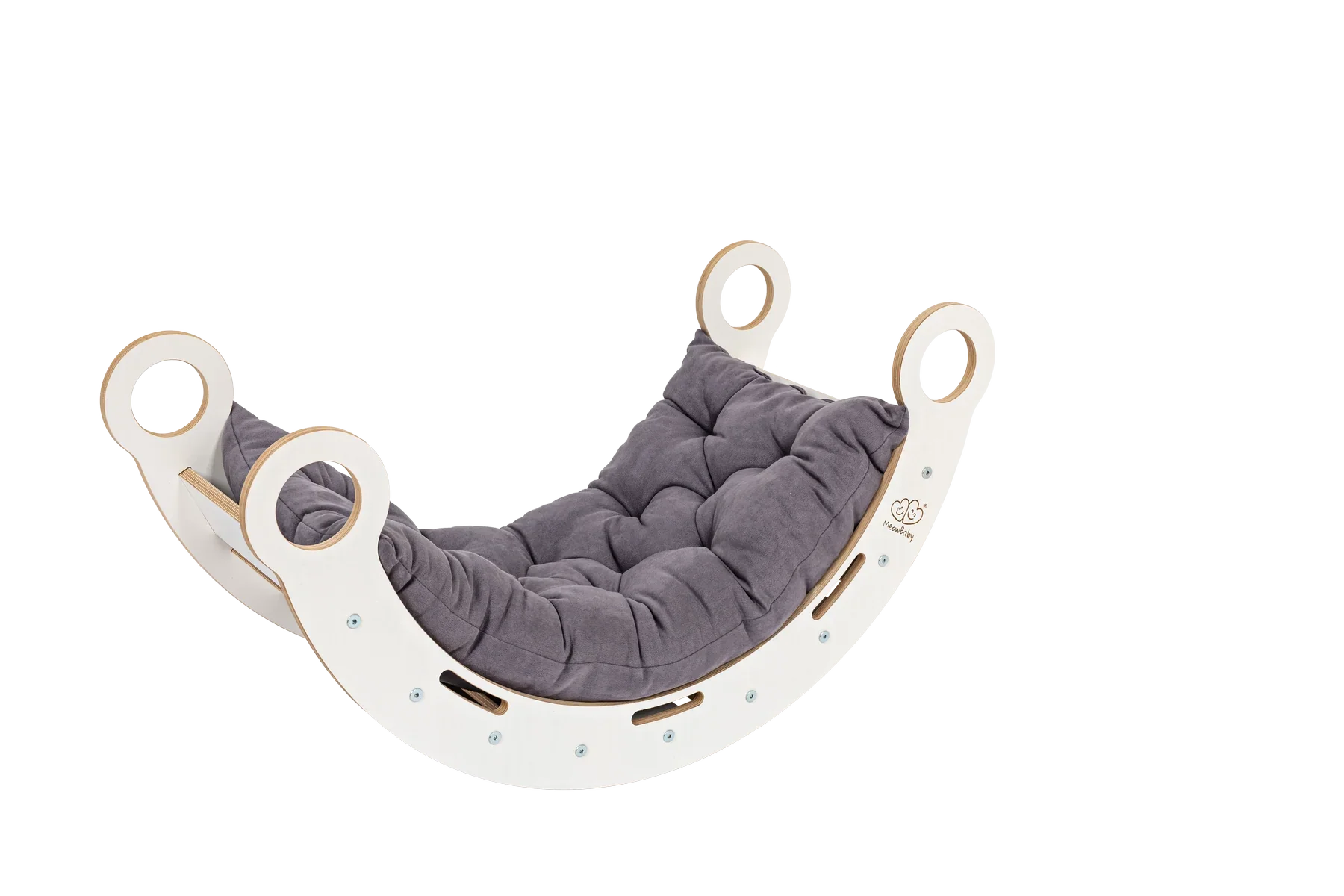 White Wooden Dream Rocker with Pillow, Slide and Ladder - Medium