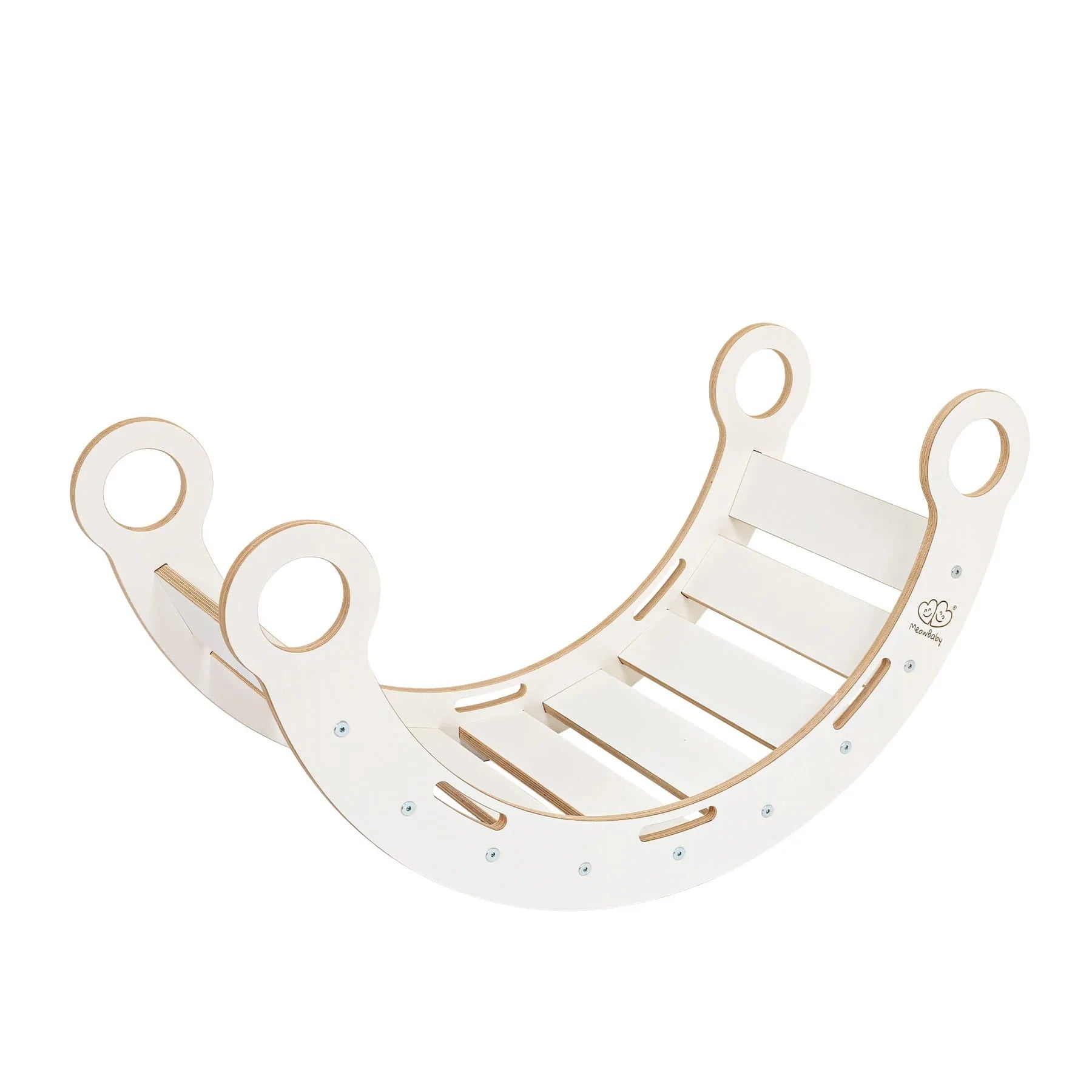 White Wooden Dream Rocker with Pillow, Slide and Ladder - Medium