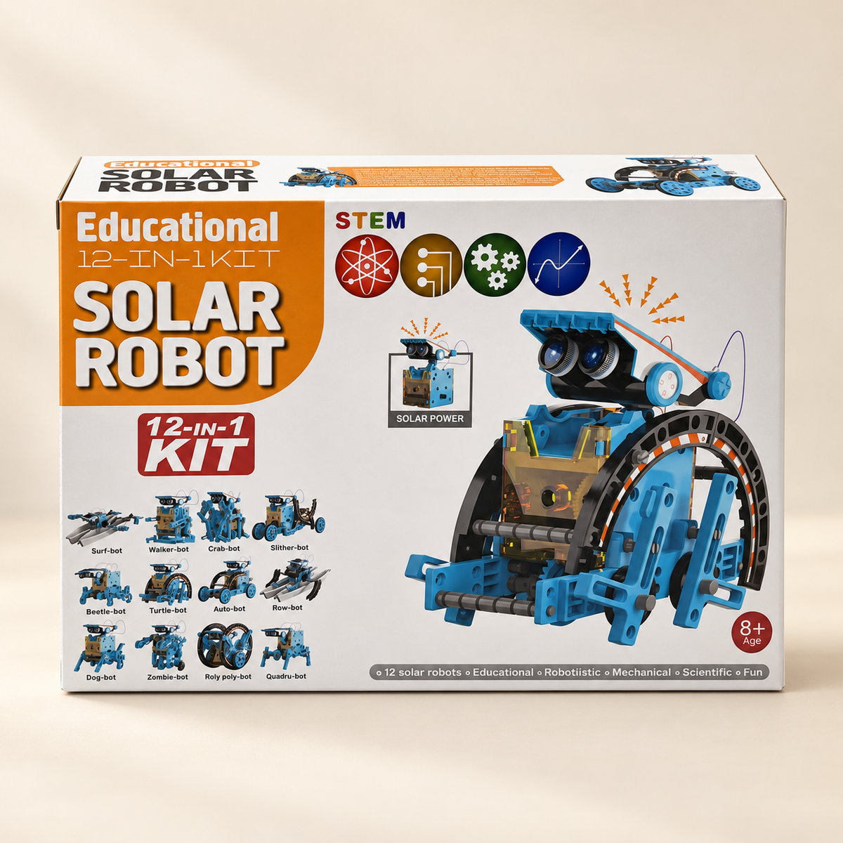 12-in-1 Solar Robot STEM educational building kit box for children ages 8+