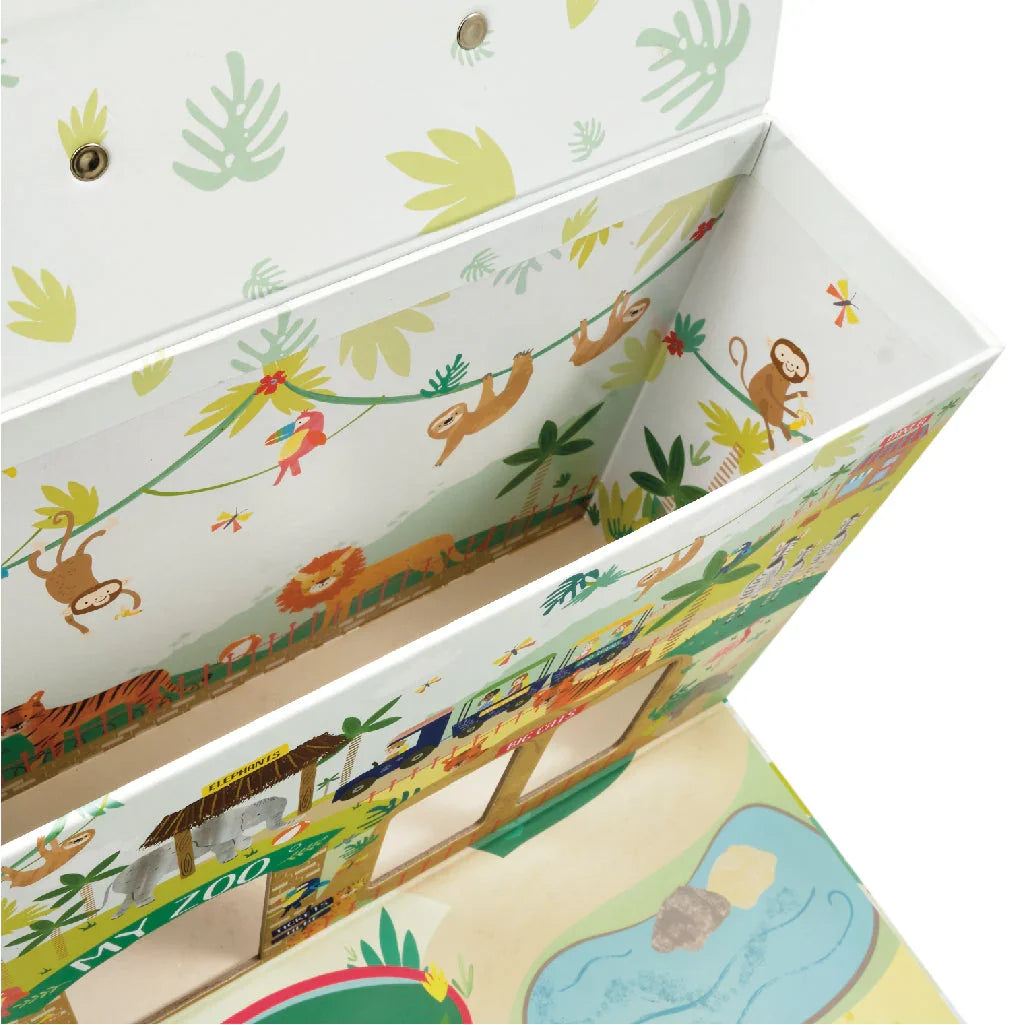 Spielbox mit Holzfiguren – Dschungel & Zoo
