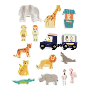 Spielbox mit Holzfiguren – Dschungel & Zoo