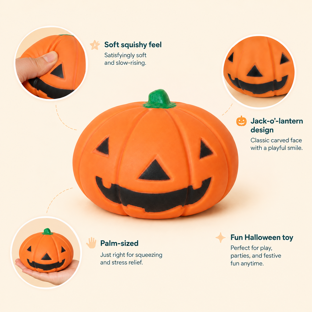 Halloween Pumpkin Slow-Rising Squishy Toy – 15 cm