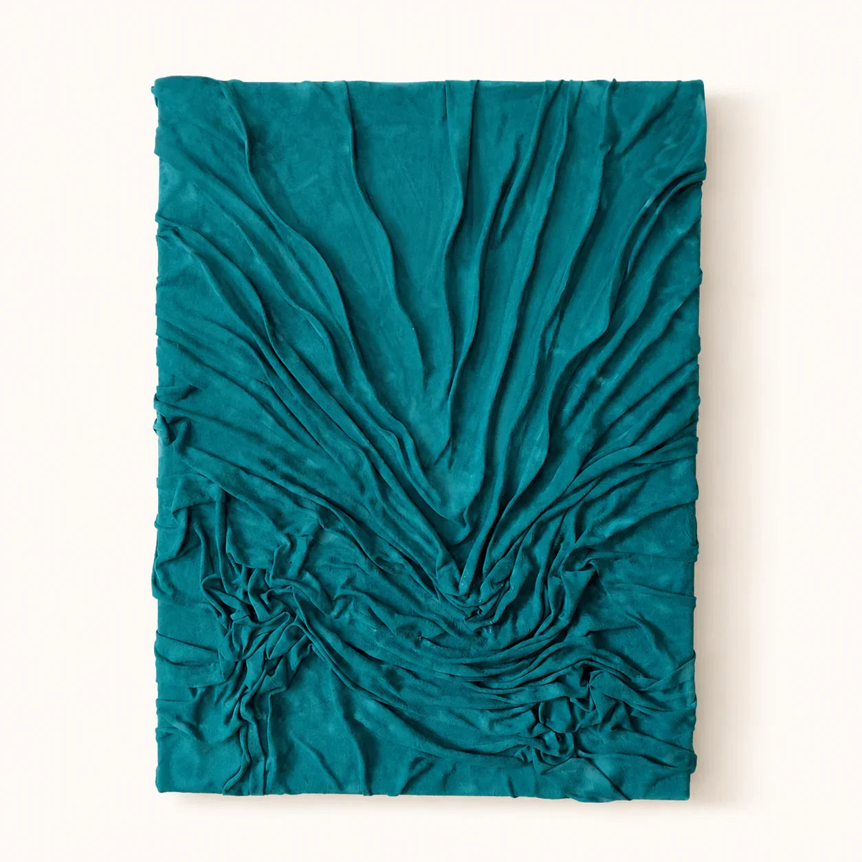 Teal velvet fabric with ruched texture for home decor