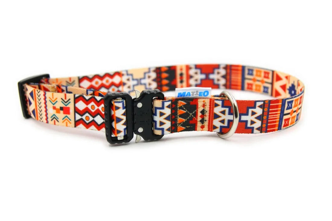 Hundehalsband mit Kunststoff-Steckschnalle – Boho