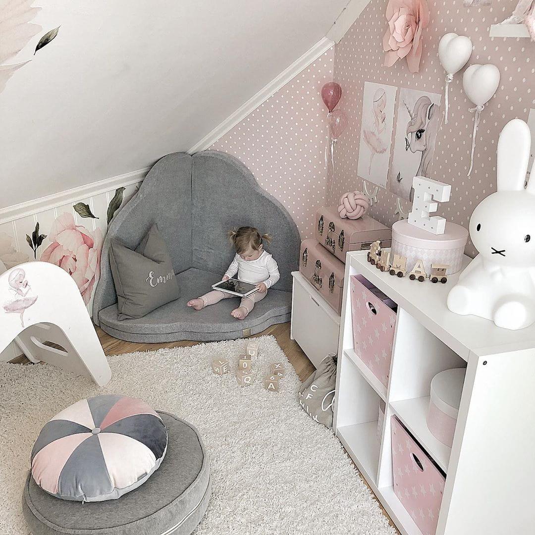 Tapis d'éveil pour enfant - Forme nuage, velours gris clair