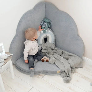 Tapis d'éveil pour enfant - Forme nuage, velours gris clair