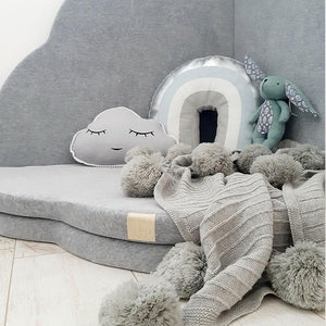 Tapis d'éveil pour enfant - Forme nuage, velours gris clair