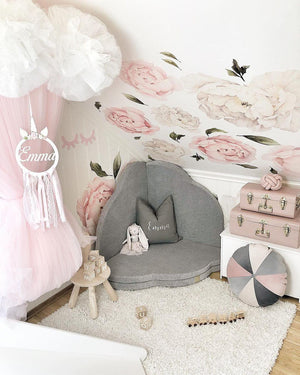 Tapis d'éveil pour enfant - Forme nuage, velours gris clair
