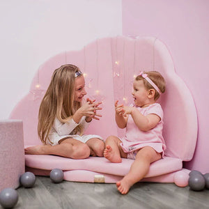 Tapis d'éveil pour enfant - Forme nuage, velours rose