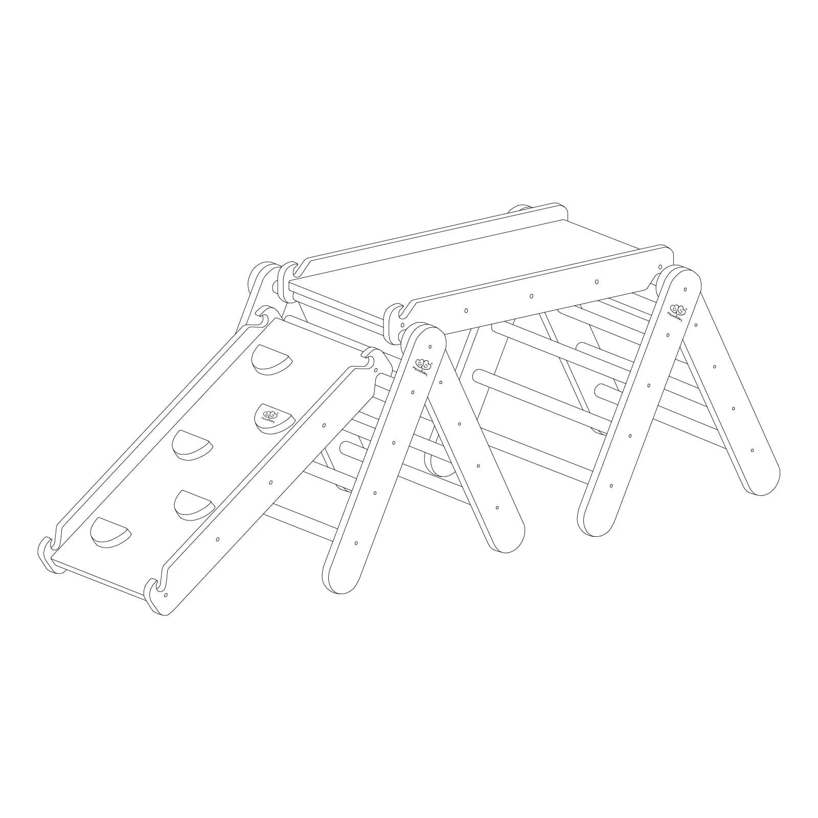 Triangle d'escalade avec rampe et cadre - Blanc