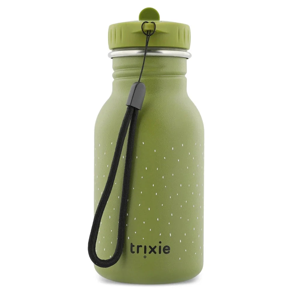 Gourde verte avec taches blanches, dragonne noire et logo 'trixie'