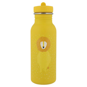 Gourde en inox jaune avec illustration lion et motif à pois