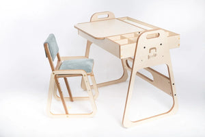 Set Montessori de mesa y silla ajustable para niños Julle - Verde menta