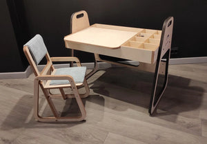 Set Montessori de mesa y silla ajustable para niños Julle - Verde menta