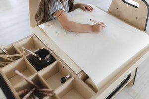 Set Montessori de mesa y silla ajustable para niños Julle - Verde menta