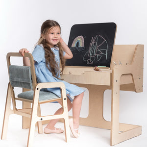 Set tavolo e sedia Montessori regolabile per bambini Luula - Verde menta