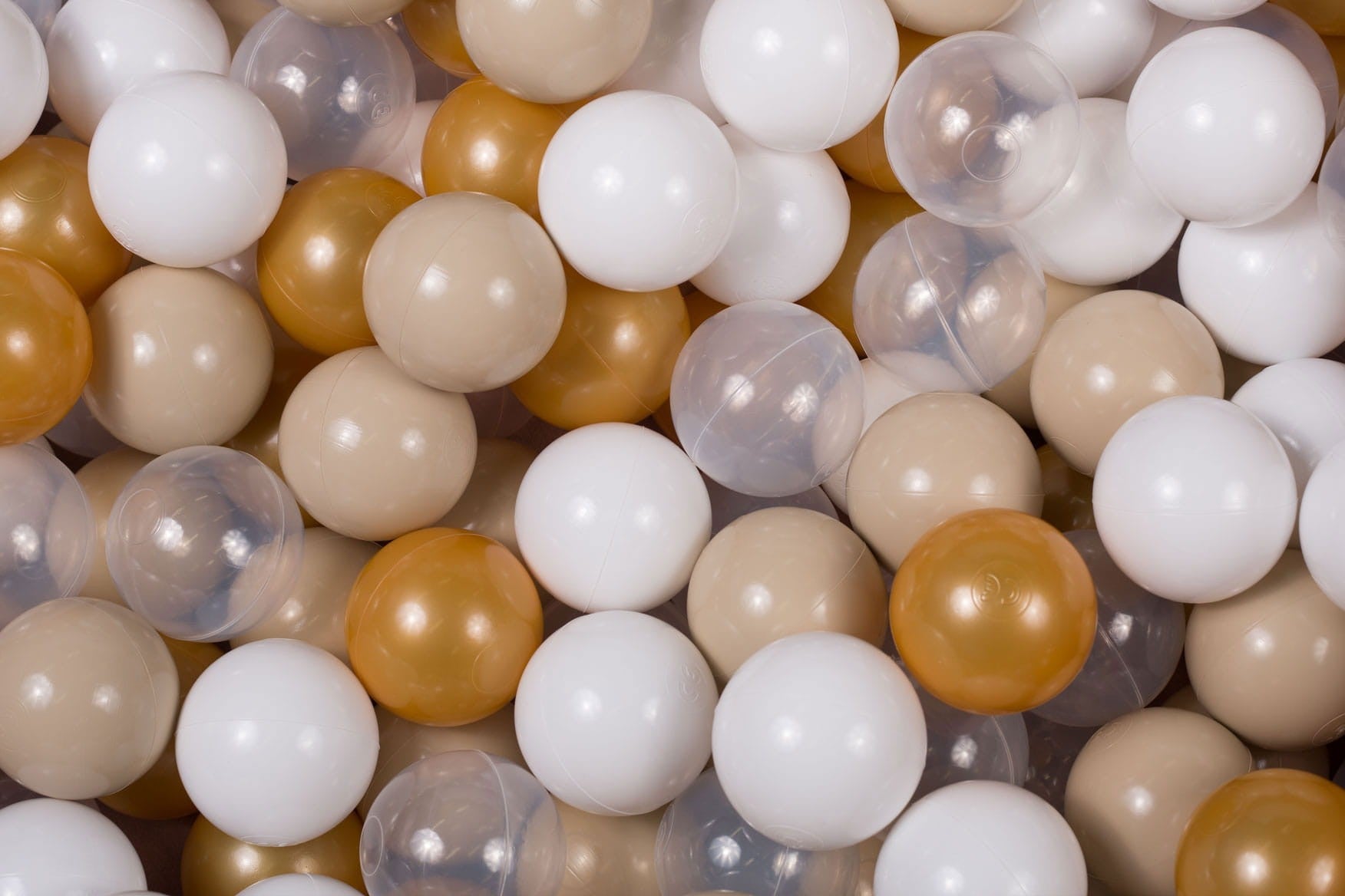 200 palline per piscina - Beige, Bianco, Trasparenti