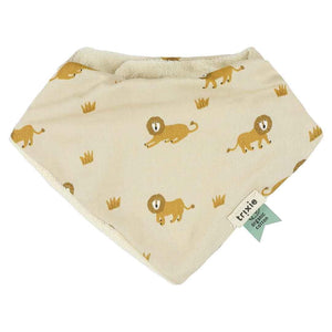 Beiges Bio-Baumwoll-Dreieckstuch mit verspieltem Löwen-Print und Trixie-Label