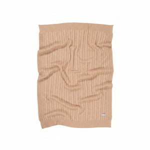 Couverture bébé en tricot torsadé beige avec bords côtelés, literie texturée douce